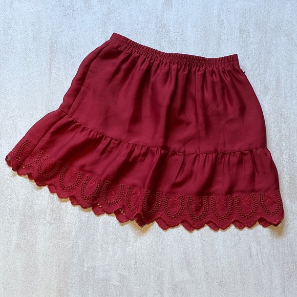 Madewell Dresses & Skirts - 😎 MADEWELL Wine Eyelet Skirt size xxs